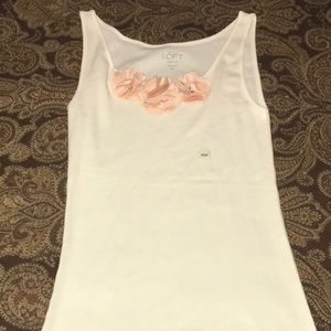 Loft Ivory Foral Cotton Tank Top XSP NWOT
